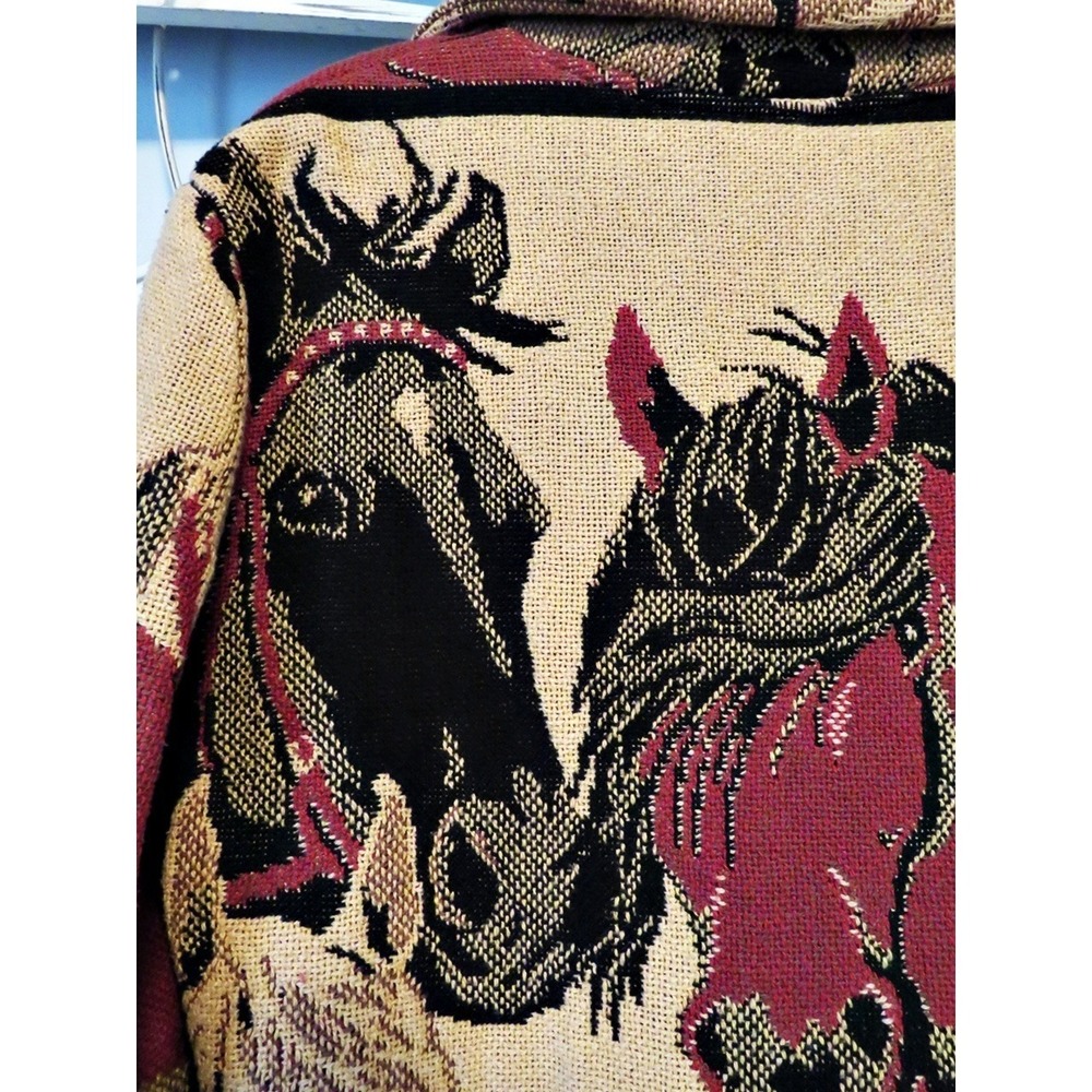 Heirlooms Laguna Beach Horse Tapestry Jacket S Western Woven Button Front Small - Picture 6 of 13